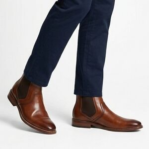 Stacy Adams Men's Cognac Leather Chelsea Boots - Size 11.5 M